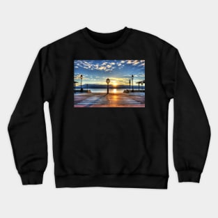 Revere Beach Clock at Sunrise Angled Long Shadow Revere MA Crewneck Sweatshirt